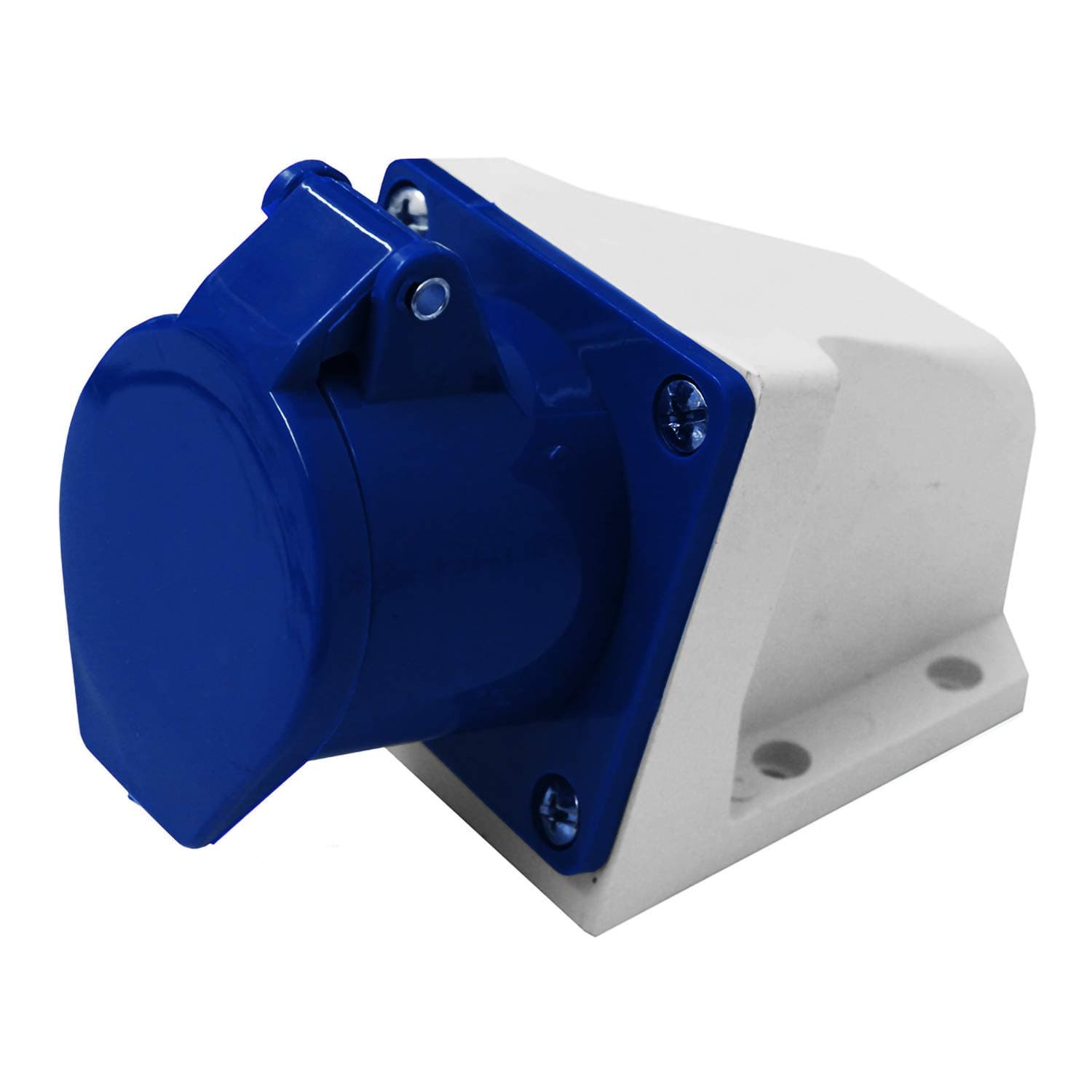 Electraline 80868 Industrial Tilted Wall Electrical Socket, 32A, 2P+T, 220 V, Blue