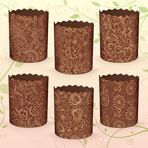 6pcs Baking Paper Molds for Easter Bread Cakes Panettone Paska Kulich (Brown It, 70 * 85 mm (Diameter*Height))