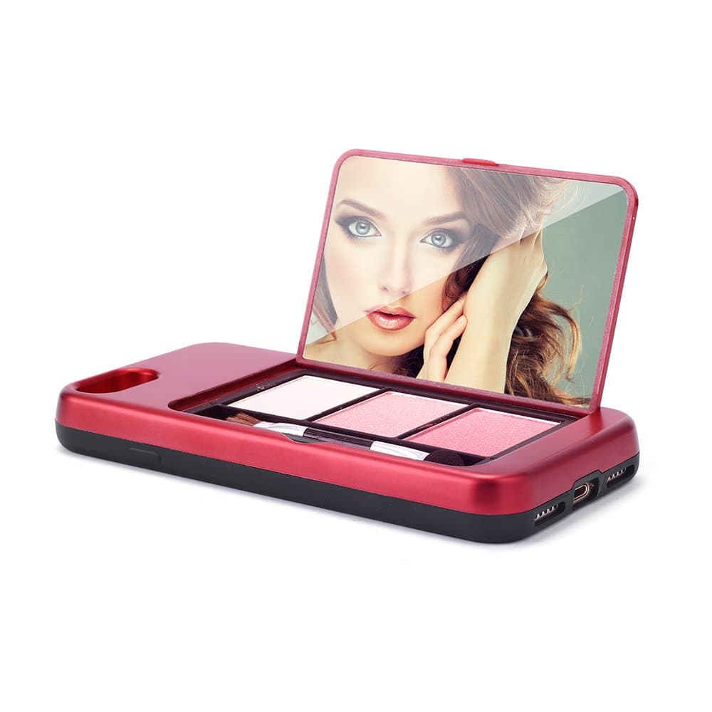 Fancy Makeup Mirror Case for iPhone 6, 7, 8, 6 Plus, 7 Plus, 8 Plus and X (Red, 6,7,8 Plus)