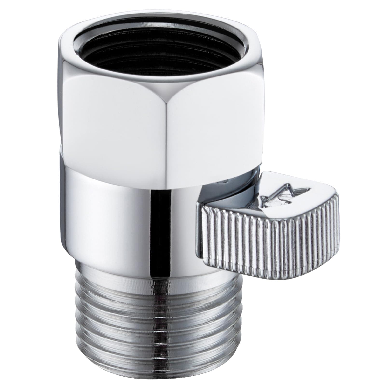 Shower Head Shut Off Valve, Angle Simple Brass Water Flow Control Valve, Water Volume Restrictor Pressure Reducer for Handheld Shower Bidet Sprayer, Chrome