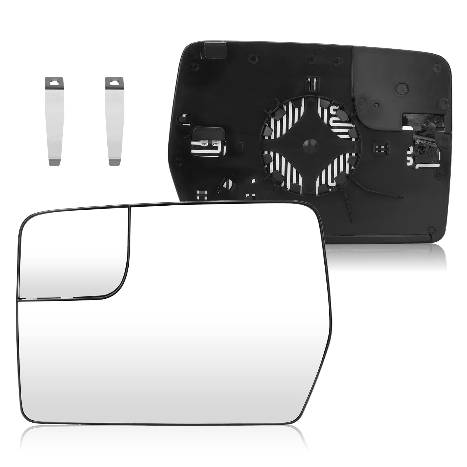 Driver Left Side Power Heated Mirror Glass for 2011-2014 Ford F-150 with Rear Holder Blind Corner Convex Side View Mirror Replacement BL3Z-17K707-E