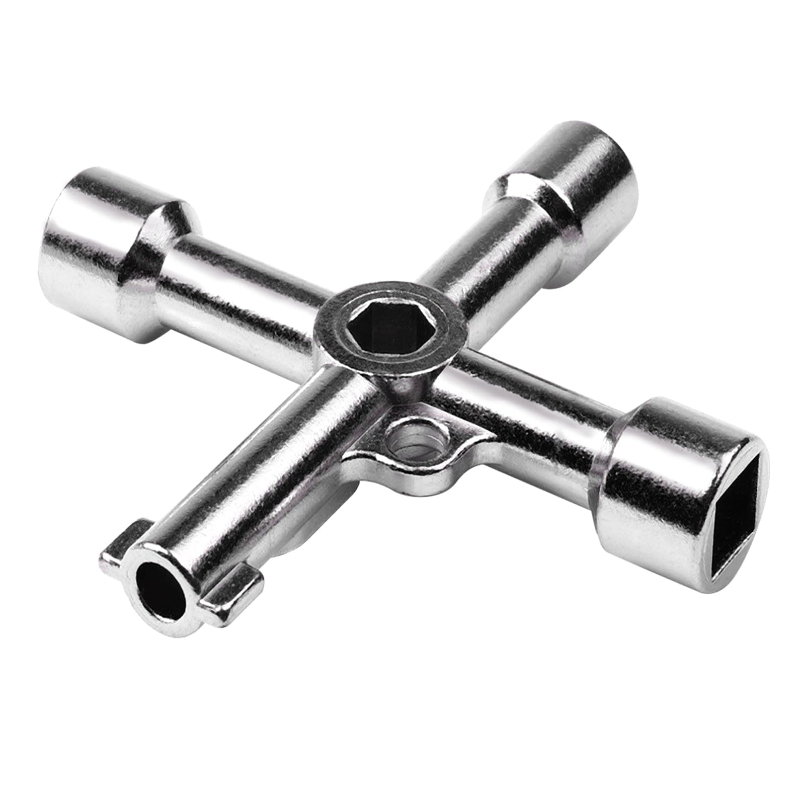 ATOPLEE Electrical Cabinet Key, Surface Polished Antirust 4 Way Utilities Key,Triangle/Square/Panel Cross Key for Faucet,Gas Meter,Valve,Spigots,Electrical Cabinet Opening