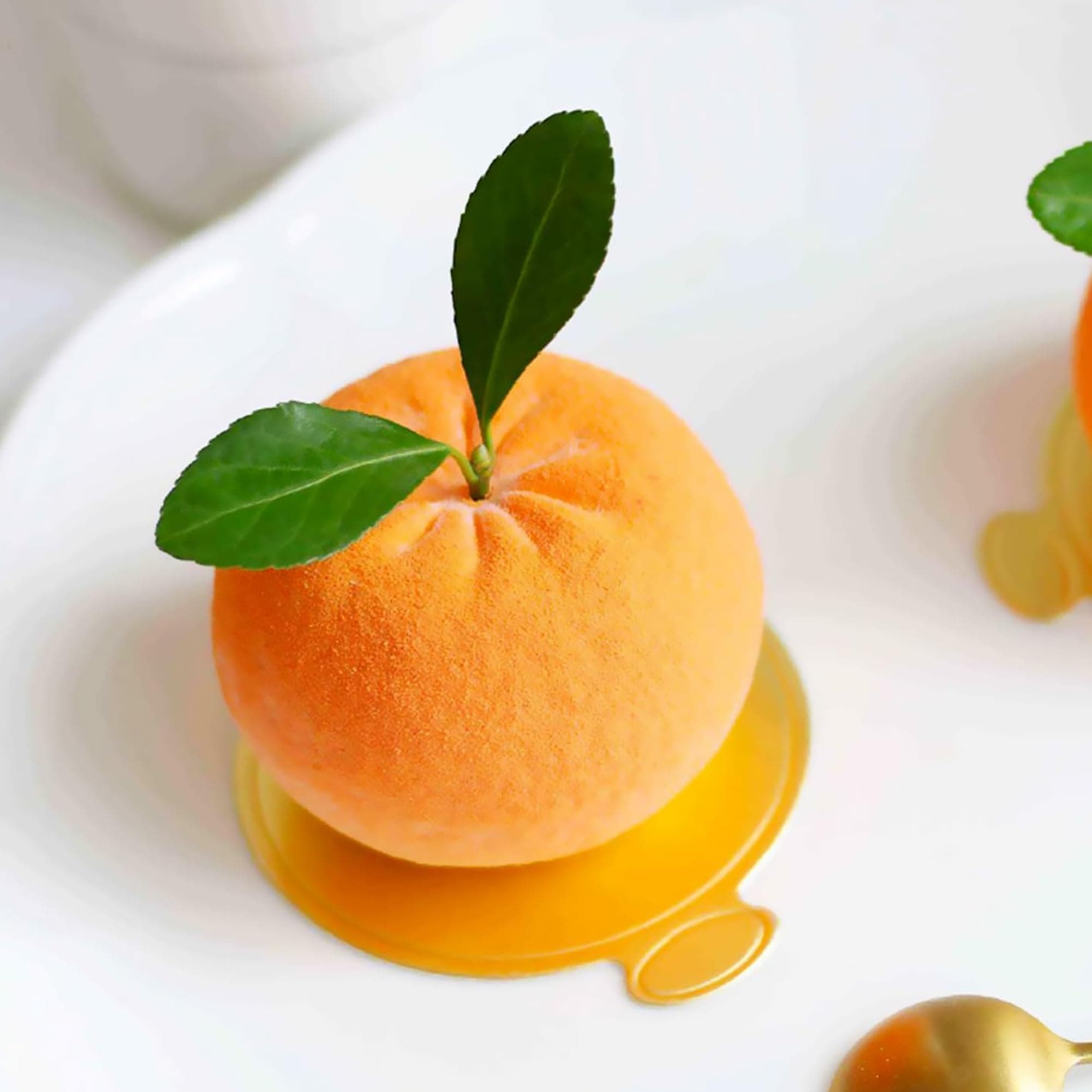 OCPO KITCHEN Orange Silicone Mold for Baking Mousse Cake, Candy, Chocolate, French Fruit Dessert, Pastry, Cupcake, Ice Cream, Pudding, Cake Decoration Mold, 3D Orange Shape (12-Cavity)