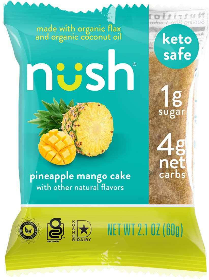 Low Carb Keto Snack Cakes (Flax-Based) - Pineapple Mango Flavor (6 Cakes) - Gluten Free, Soy Free, Organic, No Sugar Added - Great for Ketogenic, Low-Carb, Atkins, and Low-Sugar Diets