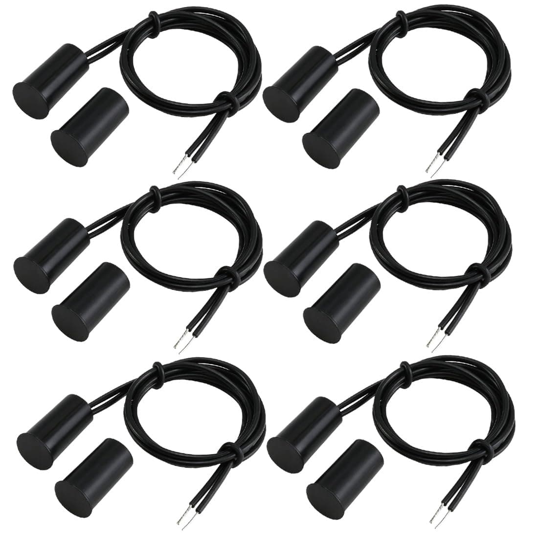 Gebildet 6pcs Recessed Wired Security Window Gate Contact Sensor Alarm Magnetic Reed Switch,Magnet Near - Connect Circuit, Magnet Away - Break Circuit,Magnetic Switch(Cylindrical,Black)