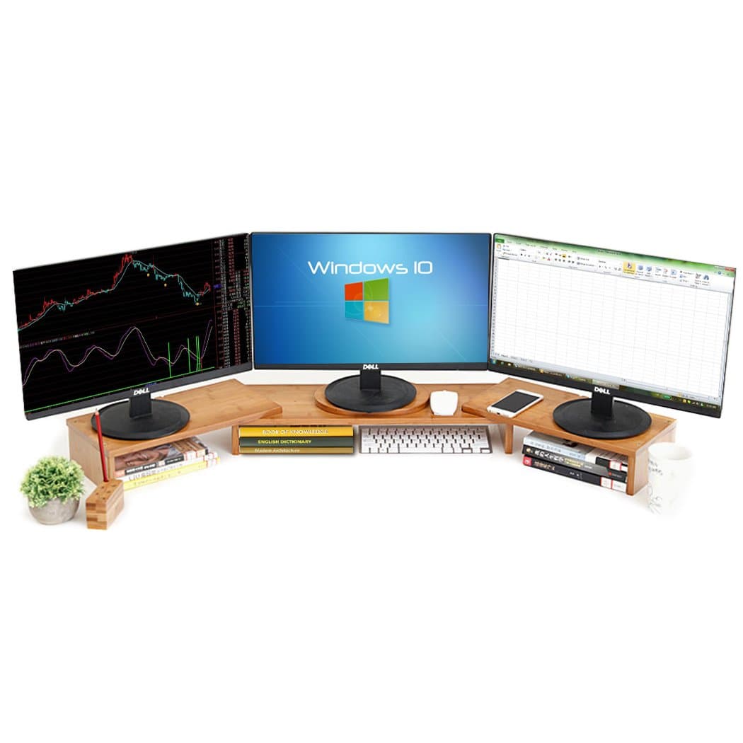 Easeurlife Computer Monitor Riser Multi Media Desktop Stand (Three-Stand (42-50inch))