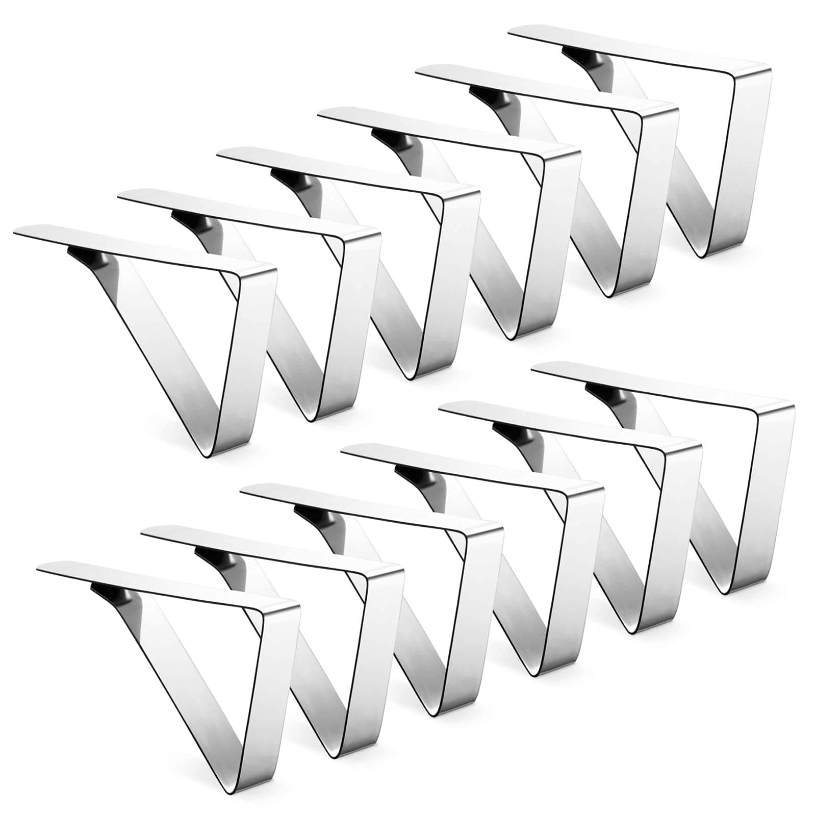 12 Pack Tablecloth Clips - Heavy Duty Picnic Table Clips, Stainless Steel Table Cloth Cover Clamps, Table Cloth Holders Ideal for Restaurant Picnics Marquees Weddings Graduation Party
