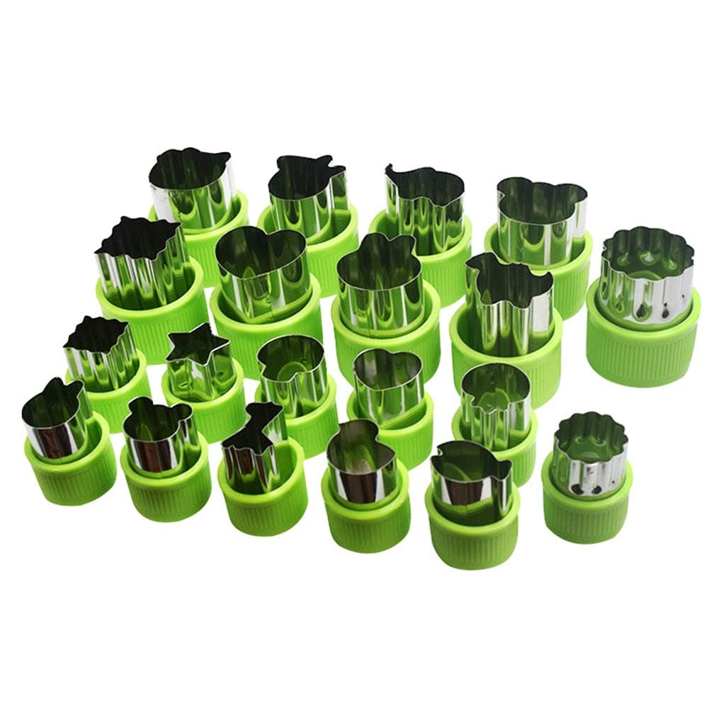 Aoktech 20 PCS Stainless Steel Vegetables Fruit Shape Cutters Set Kid Food Mold Mini Cute Sandwich Cookie Mould and Biscuit Cutter (Green)