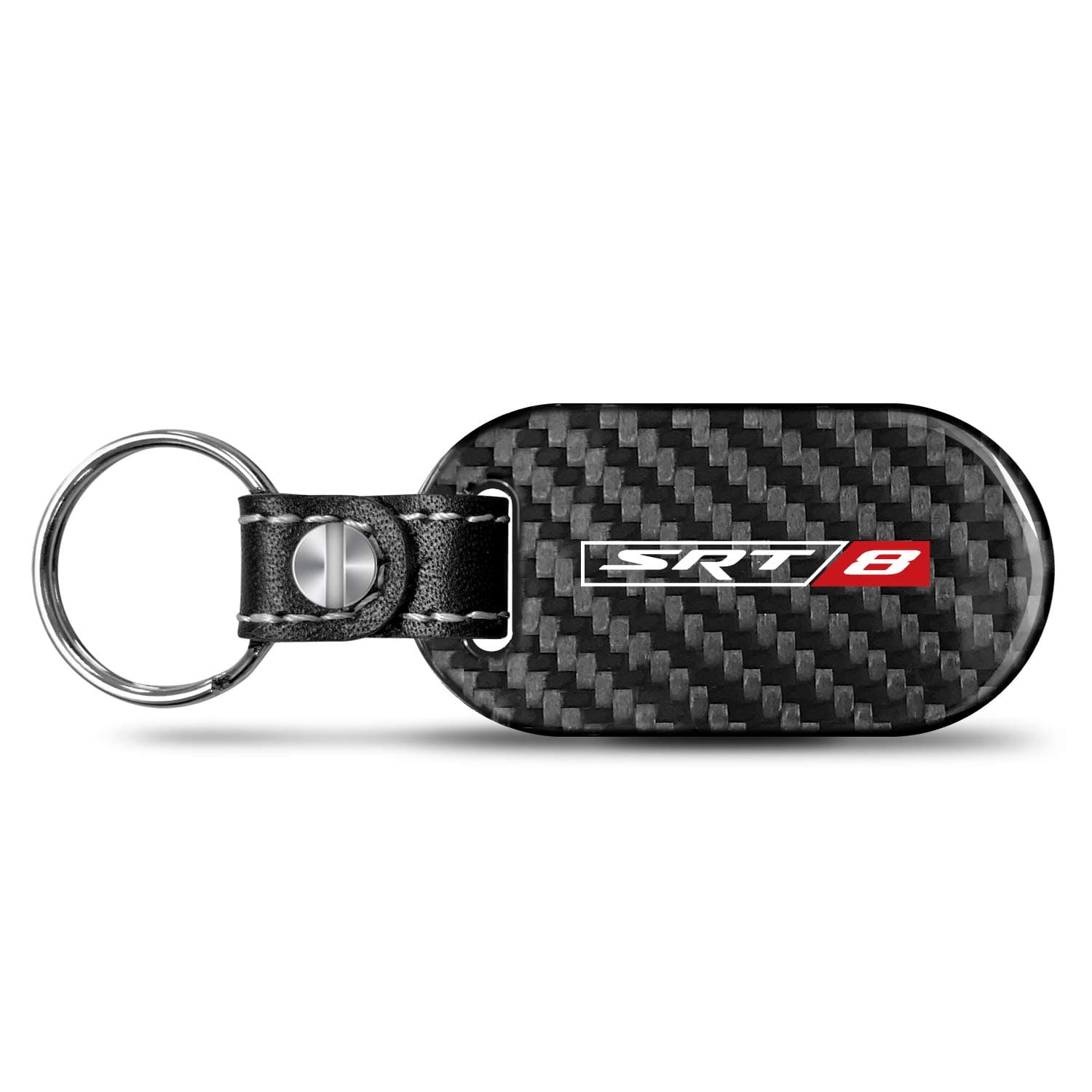 iPick Image for SRT-8 Logo 100% Real Black Carbon Fiber Tag Style Key Chain for Dodge Jeep - Official Licensed