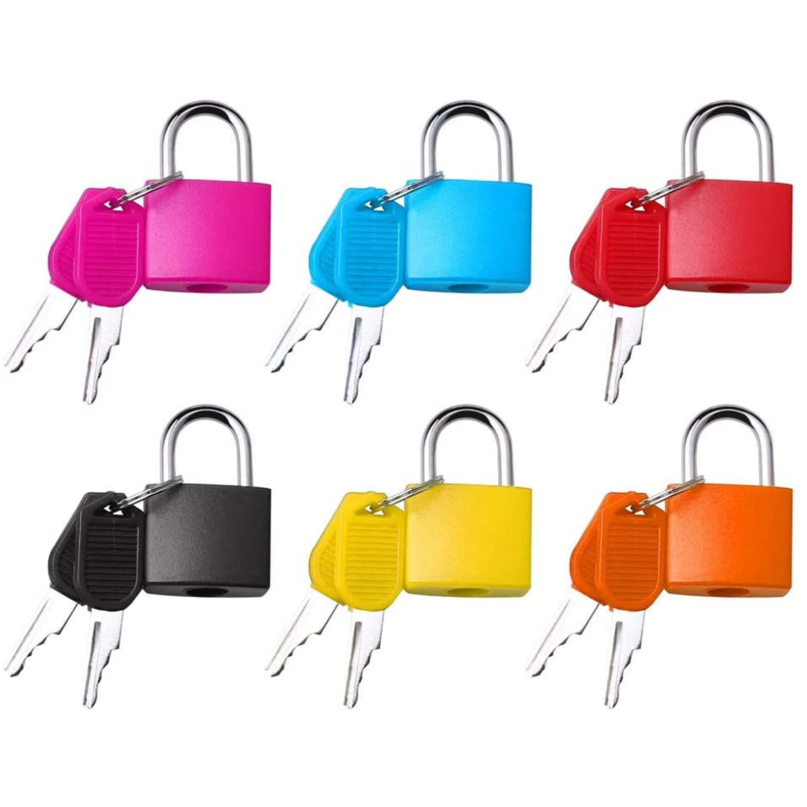 6 Pcs Suitcase Locks with Keys, Luggage Padlocks, Mini Keyed Padlock for School Gym Classroom Matching Game