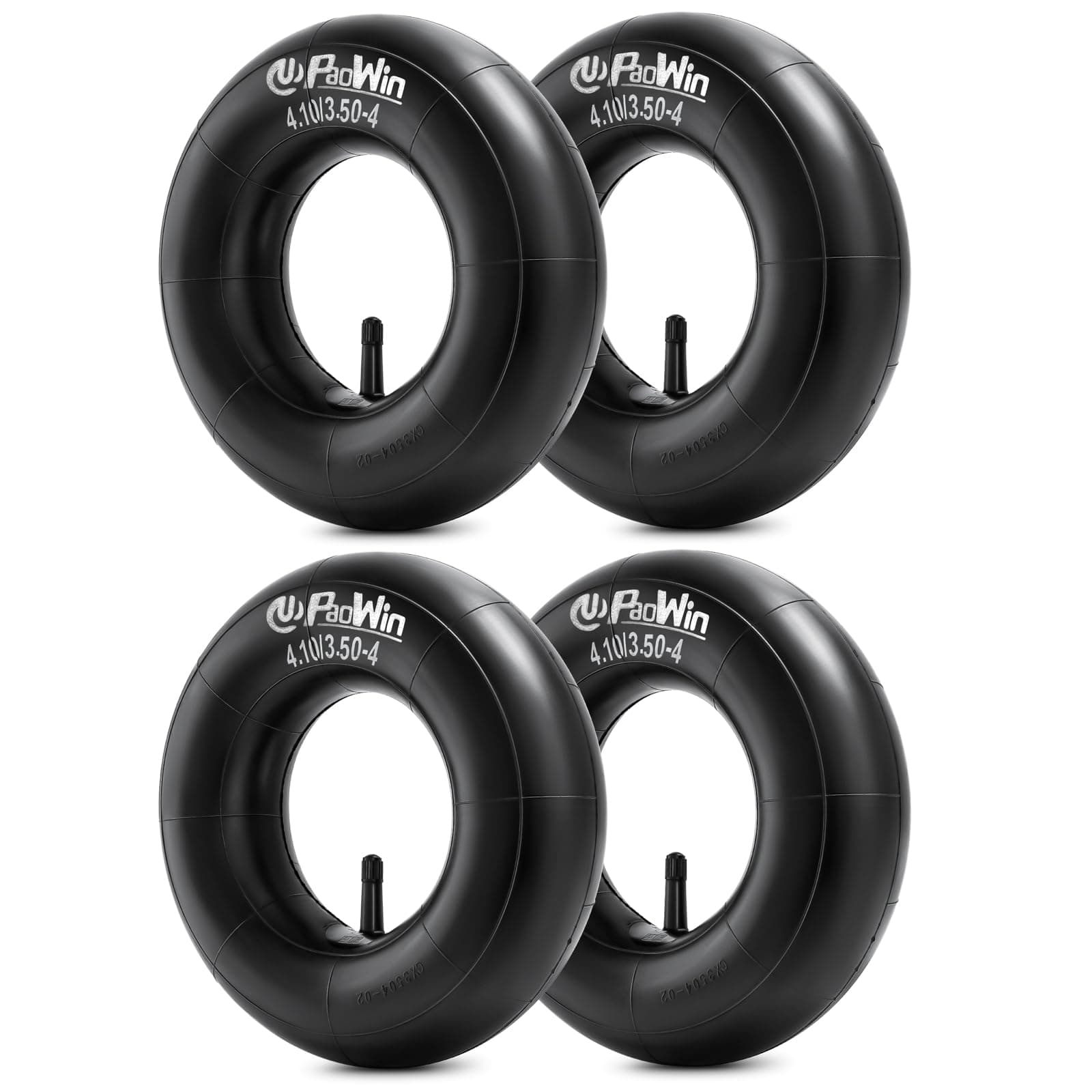 PaoWin 4 PCS 4.10/3.50-4 Replacement Inner Tubes with TR13 straight Valve Stem Compatible with Wheelbarrows, Mowers, Hand Trucks and More 4.10-4, 3.50-4 Tire Tubes