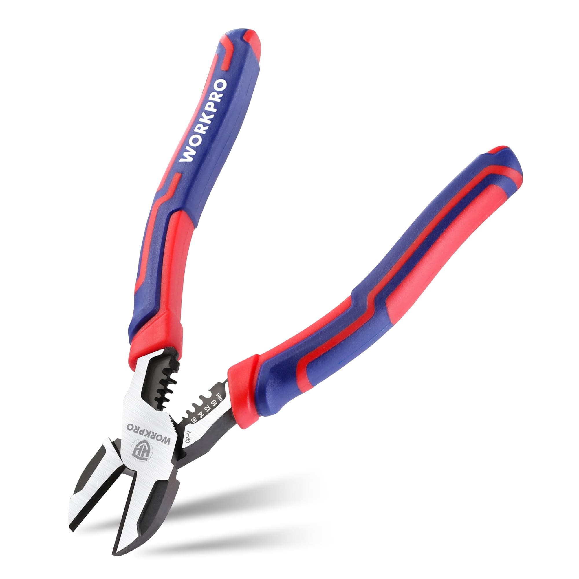 200 mm Diagonal Cutting Pliers with Wire Stripper, Heavy Duty Cr-V Wire Cutters, Multi-Function High Leverage Side Cutters Industrial Pliers