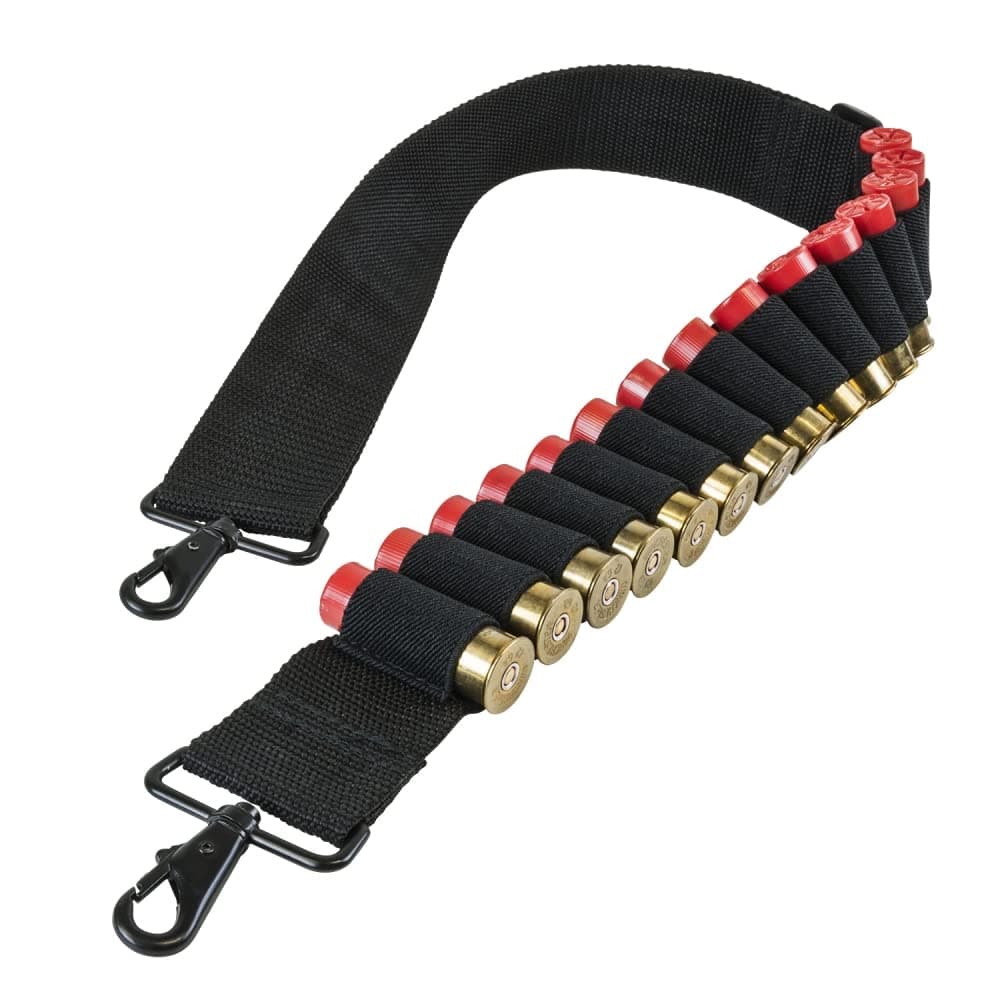Trinity 15 Round Bandolier Sling 2-Point Nylon Ammo Sling with QD Clips Tactical Hunting Home Defense Black