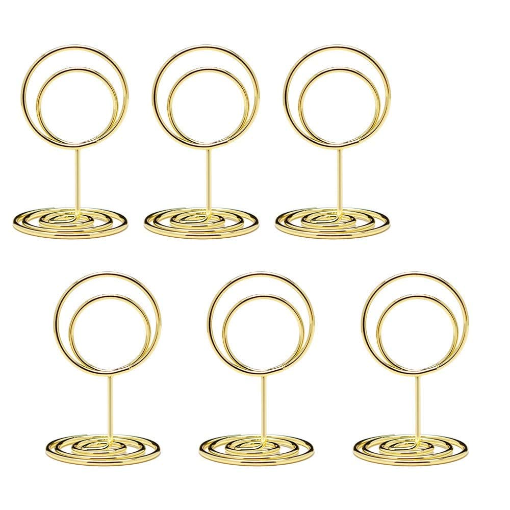 20pcs Mini Place Card Holders, Cute Table Number Holders, Classy Table Card Holder Table Picture Stands, Elegant Wire Photo Holder Menu Memo Clips, Idea for Wedding, Anniversary Party (Gold)