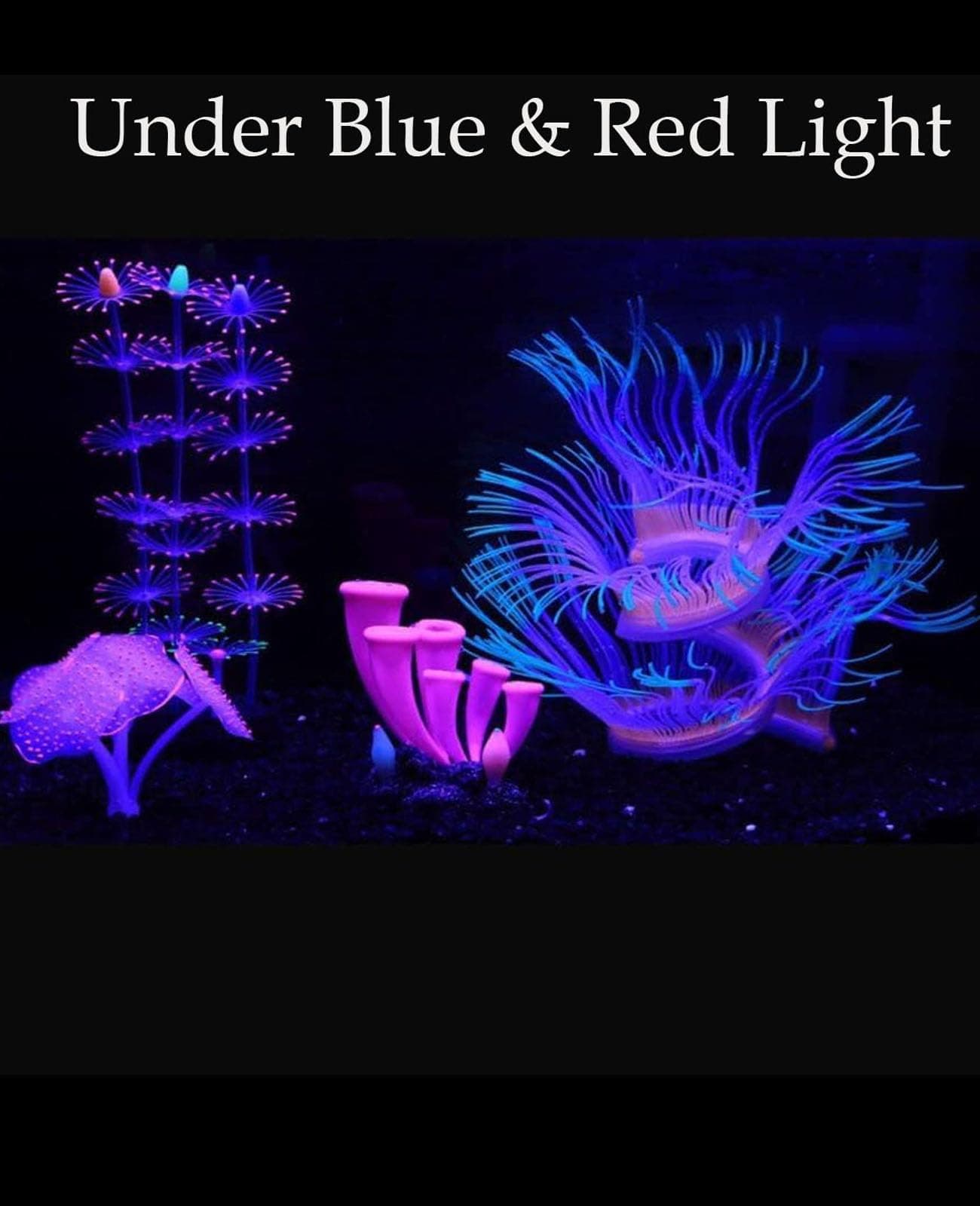 4 Pieces Silicone Glow Fish Tank Decorations Plants with Simulation Silicone Coral, Artificial Horn Coral,Fluorescence Sea Anemone for Aquarium Fish Tank Glow Ornament