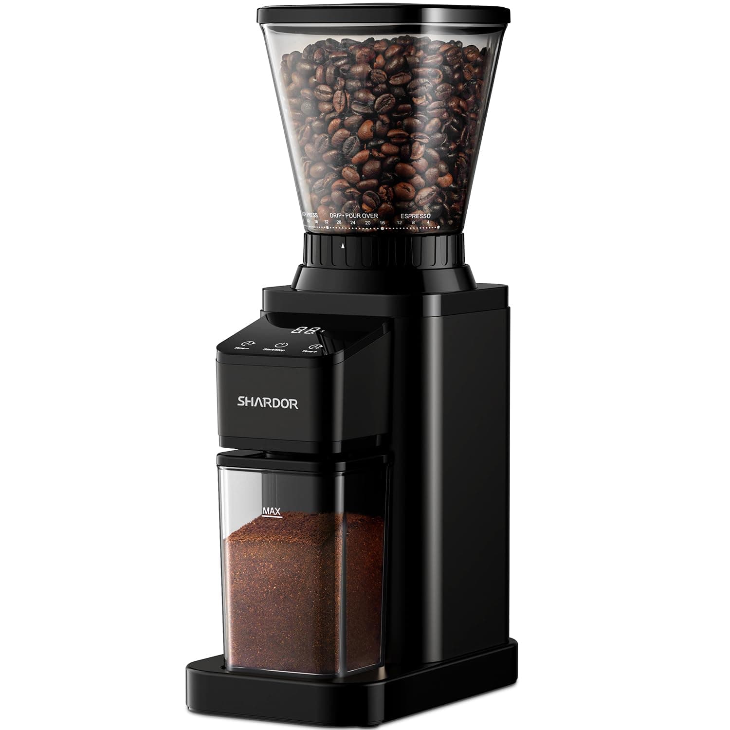 Anti Static Conical Coffee Grinder, Adjustable Electric Coffee Grinder with 48 Precise Grind Settings, Touch Screen Coffee Grinder with Electronic Timer