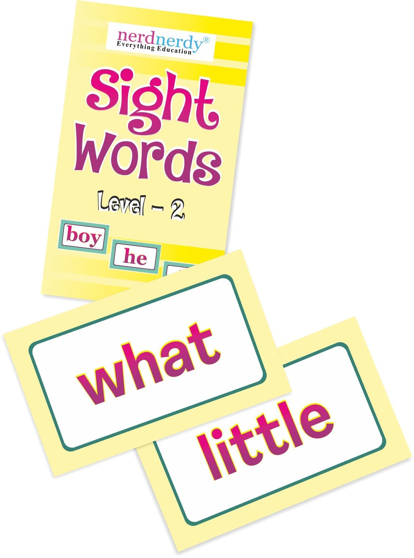 Nerdnerdy Sight Words Flash Cards Level-2, Language Development Cards, Learn to Read Vocabulary for Preschool to First Grade