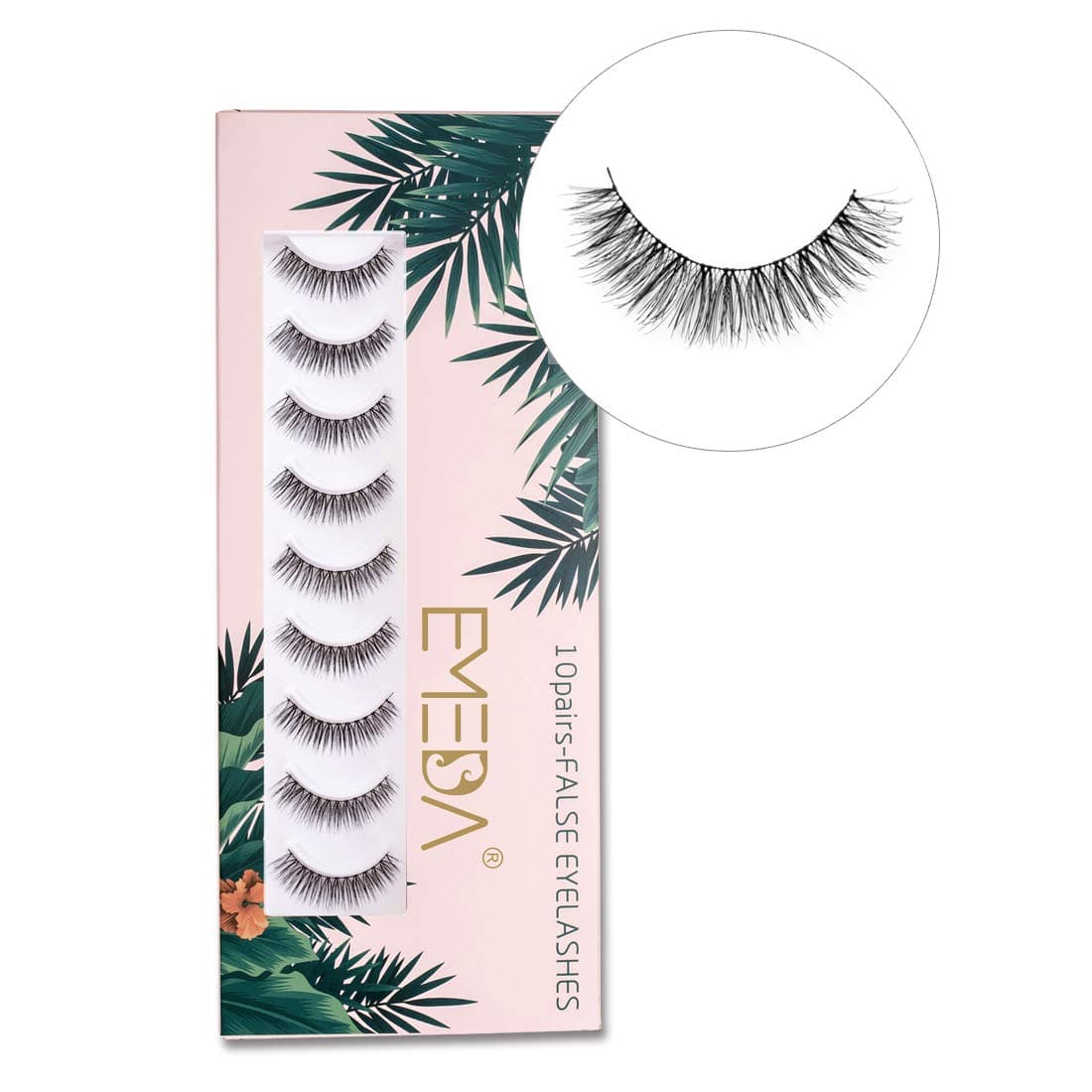 EMEDA 10 pairs False Eyelashes Natural Look 3D Small Face Eyelashes Short Soft Fake Lashes 100% Handmade Lashes Wispies Reusable Eye Lash Transparent Band 1 Pack by