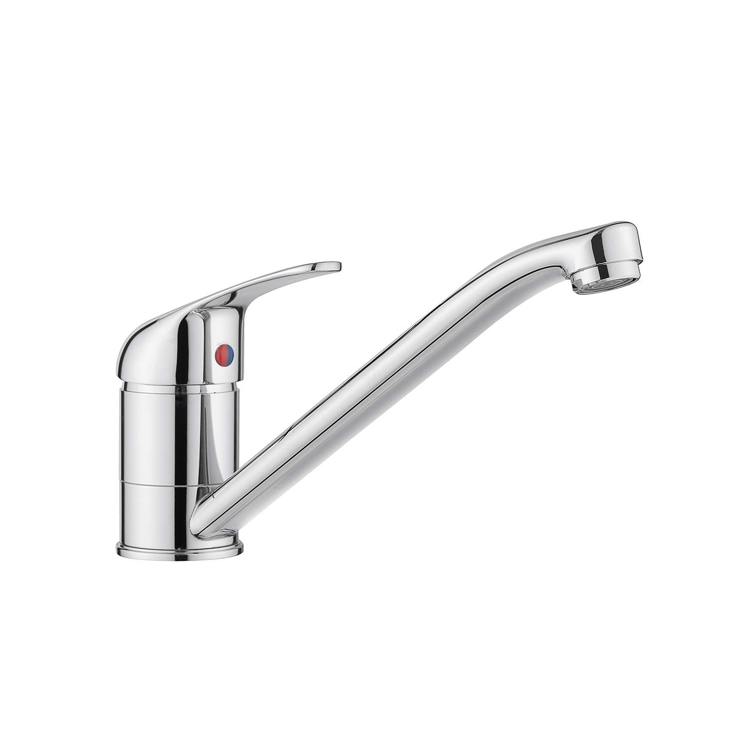 JASSFERRY Single Top Lever Kitchen Mixer Tap - Solid Brass Monobloc Design 360° Long Swivel Spout Chrome Polish Finish for Caravan & Home Sinks