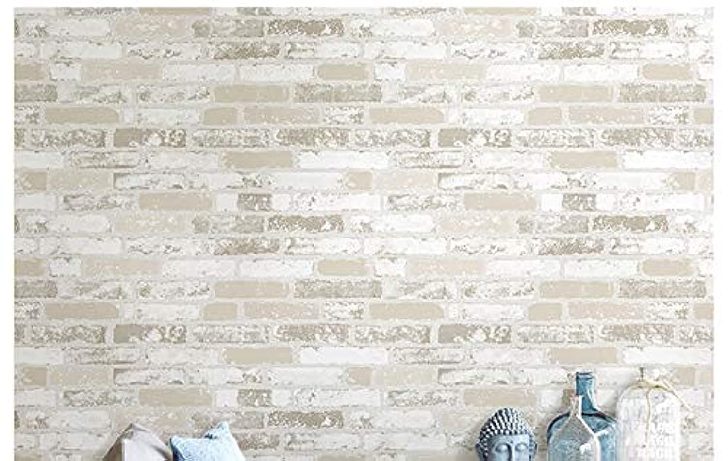Vintage 3d Wallpaper Off White Simulative Stone Brick Pattern Living Room Background Home Decor
