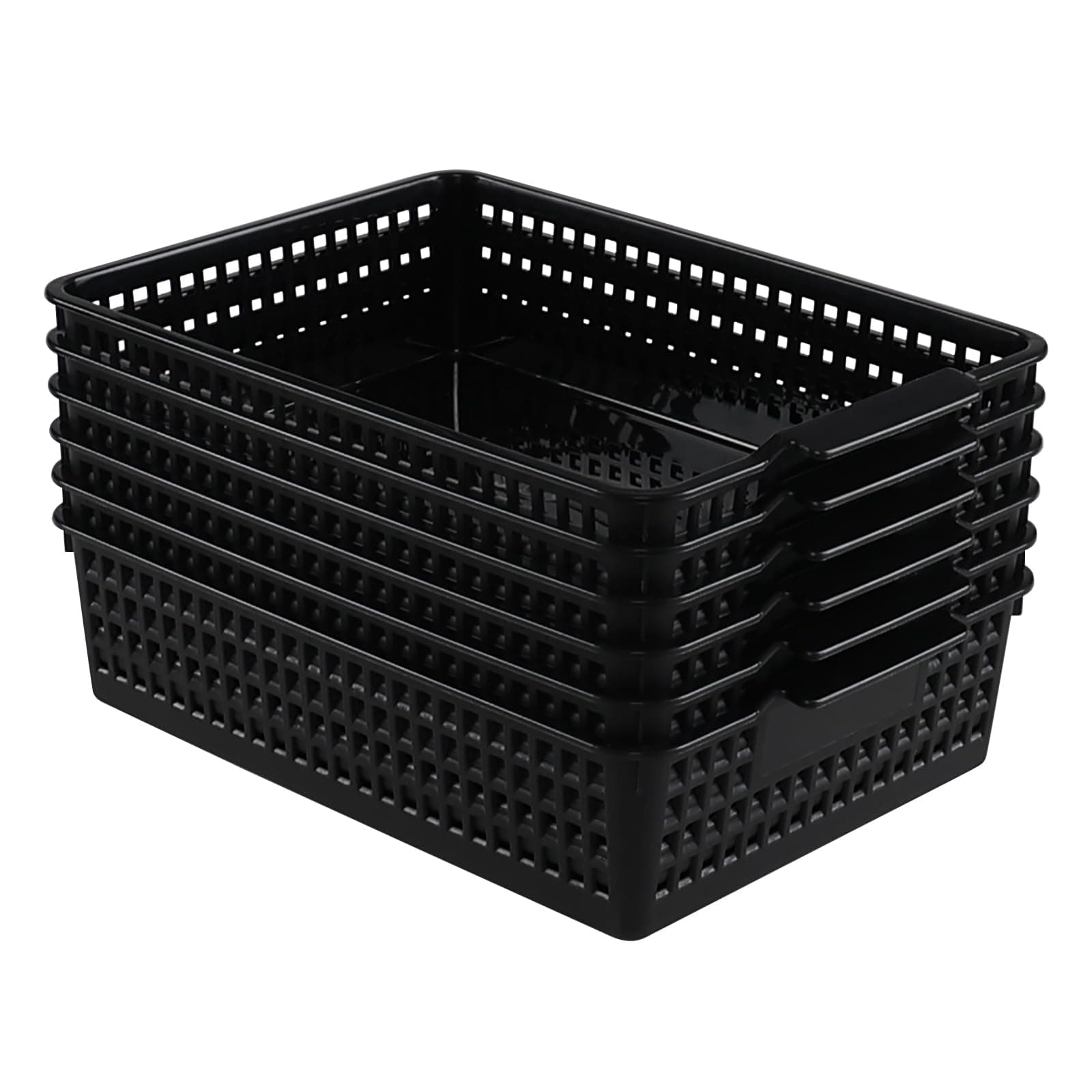 Vababa6-Pack Plastic Paper Storage Basket Tray, Desktop File Organizer Baskets, Black