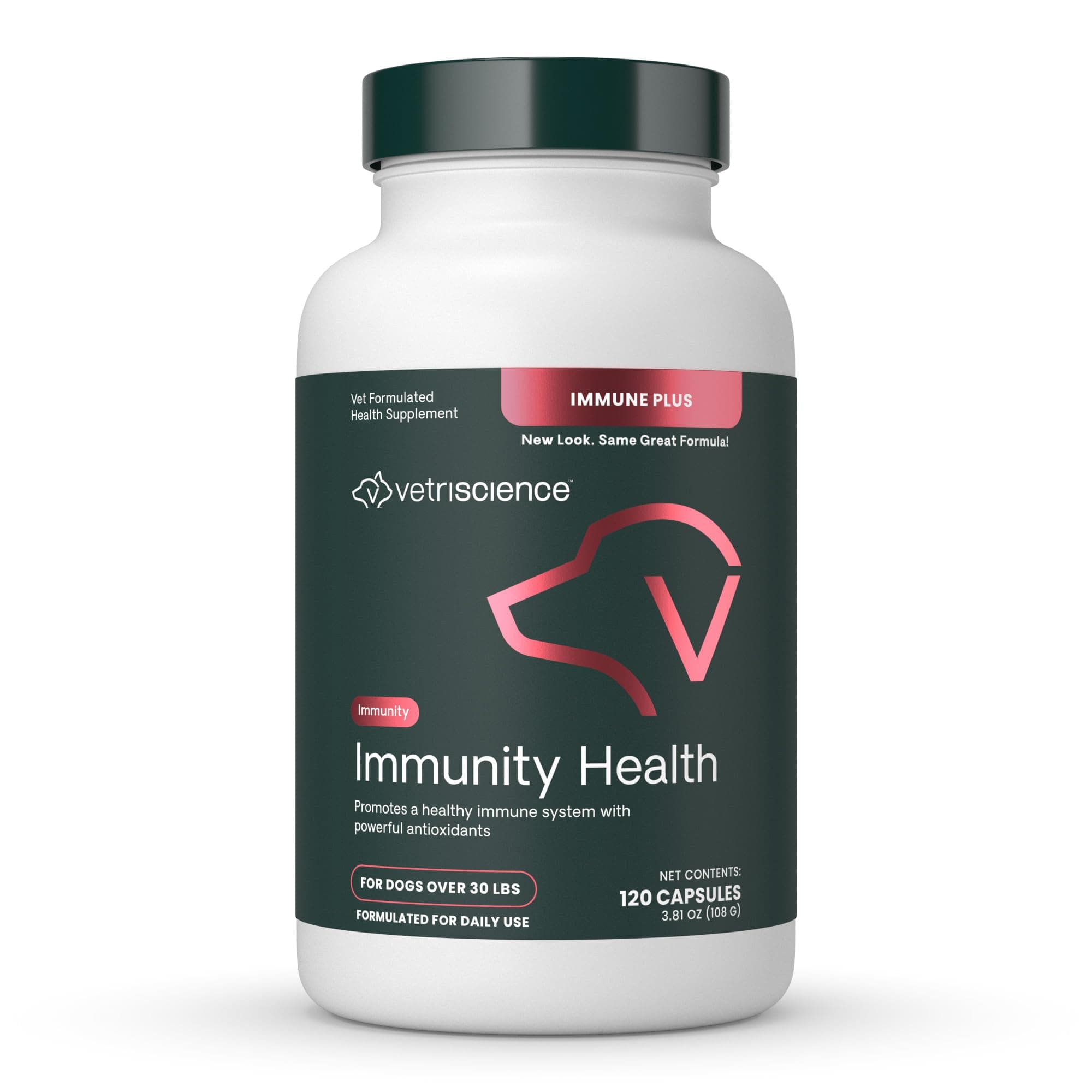 VetriScience Immunity Health Easy-Open Capsules, Immune Plus Supplement for Medium and Large Breed Dogs, Cell Advance Immune and Allergy Support with Antioxidants, Hypoallergenic Formula, 120 Count