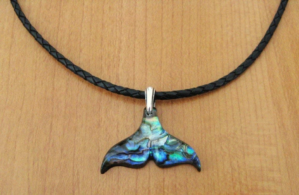 Paua Shell Whale Tail Necklace