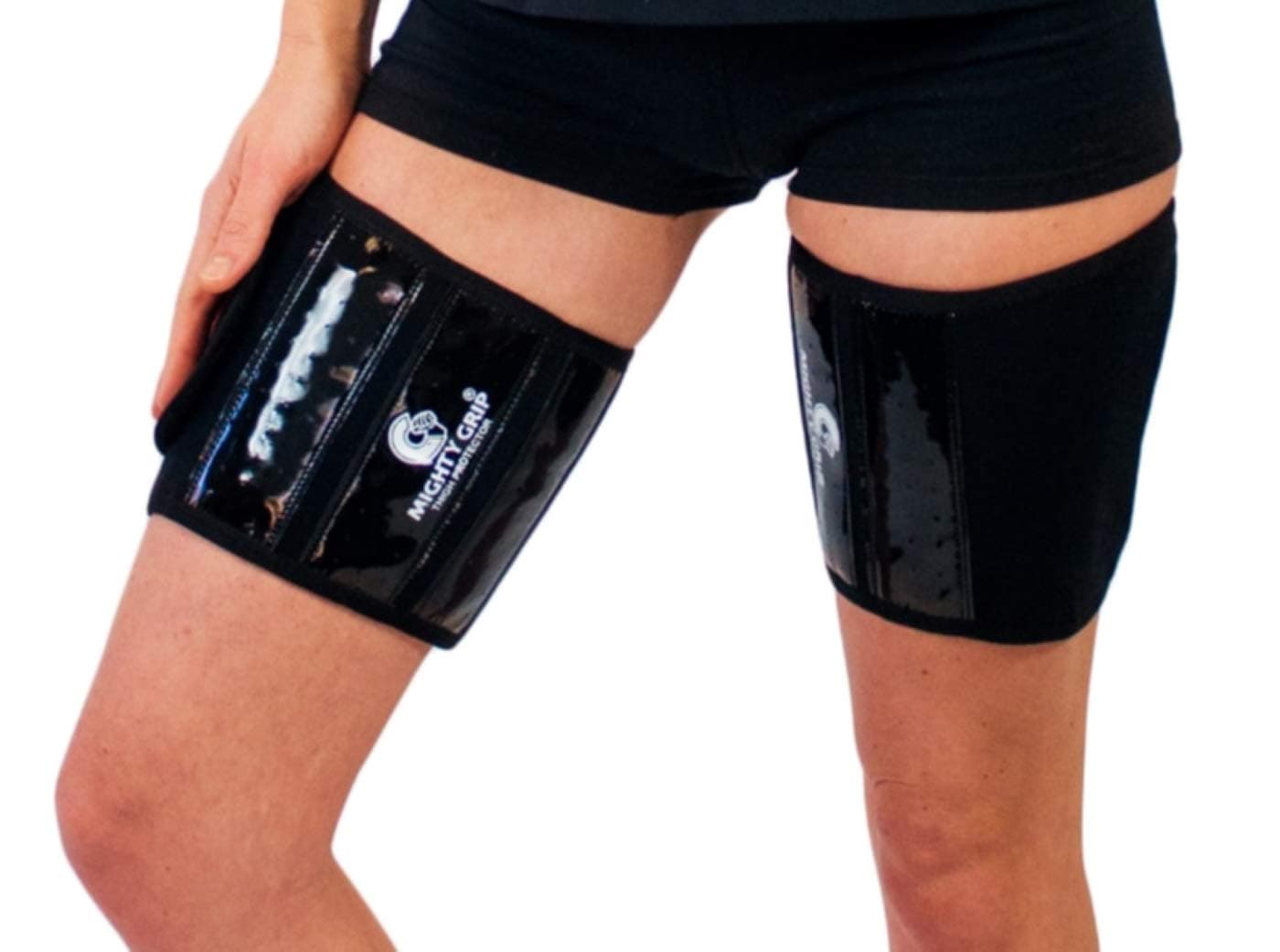 Mighty Grip Black Inner Thigh Protectors for Pole Dancing with Tack Strips (1 Pair)