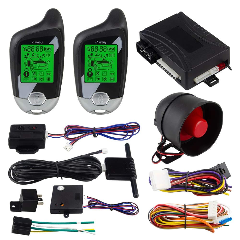 EC202 2 way car alarm system with LCD pager display remote engine start & microwave sensor DC12V