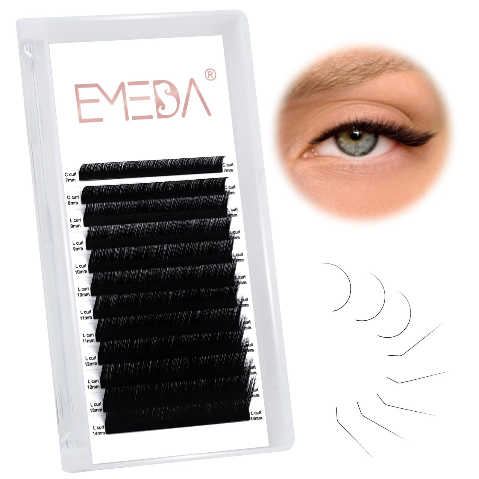 EMEDAL curl Professional Lash Extensions One by One Classic C L Curl Mixed 7mm- 14mm L Eyelash Extensions One By One Cat Eye Lash Extensions Fox Eyelashes 8mm C Curl L Eyelash Extension (mix)