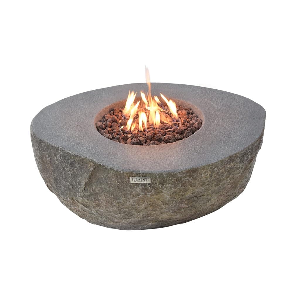 Boulder Concrete Fire Pit 43" x 35" Outdoor Patio Firepit Includes Lava Rocks Modern Fire Pits & Outdoor Fireplaces for Garden, Deck, Indoor & Outdoor Heating