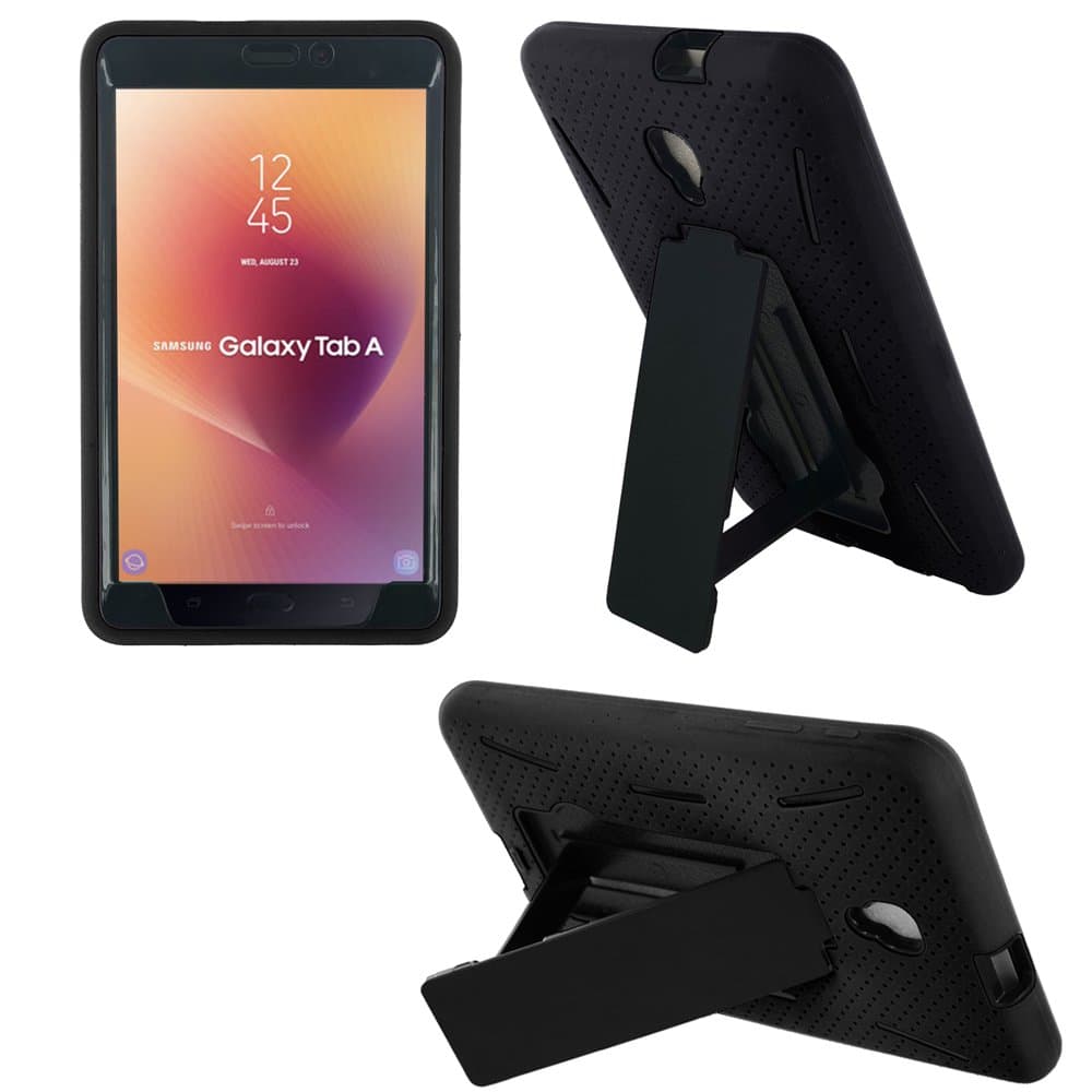 Galaxy Tab A 8.0 Case 2017 T380 T385, KIQ Shockproof Rugged Heavy Duty Case Cover Kickstand for Samsung Galaxy Tab A 8" SM-T380 SM-T385 (Hybrid Black)