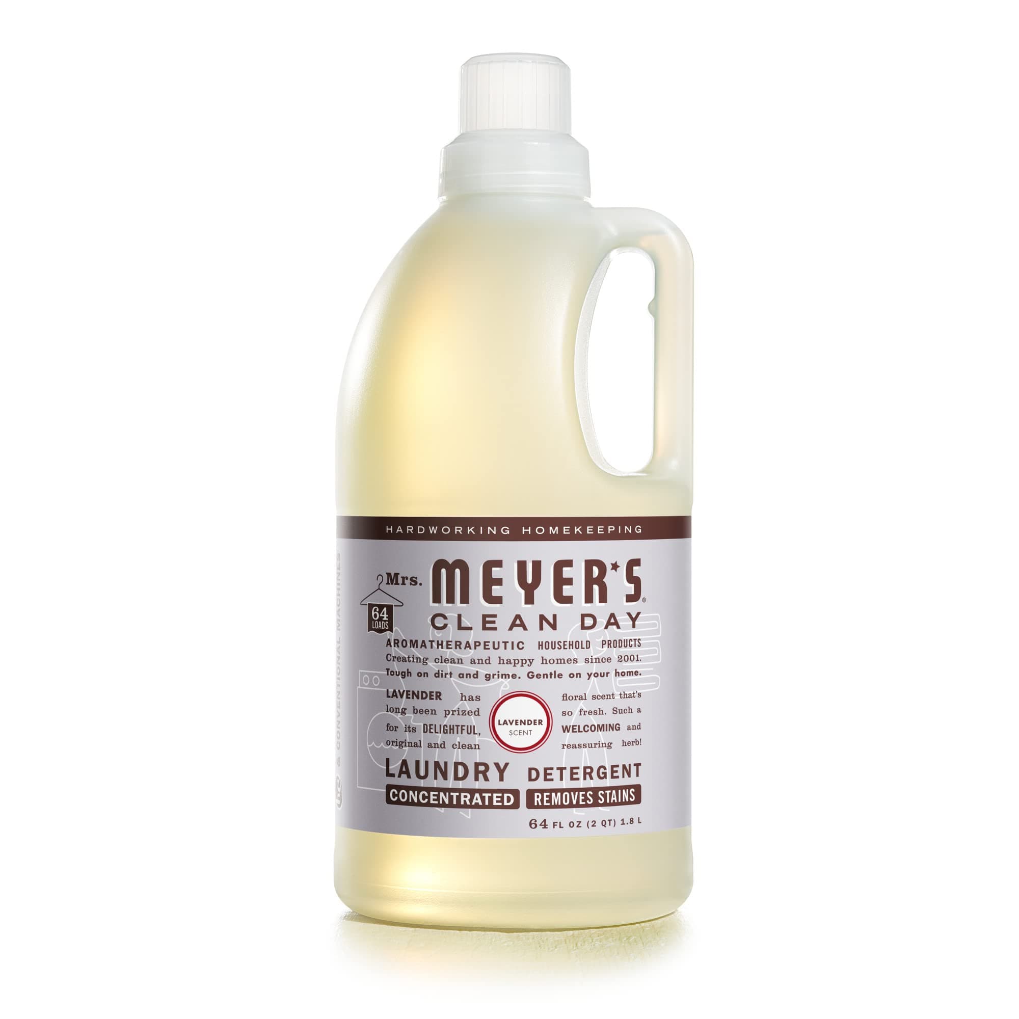 MRS. MEYER'S CLEAN DAY Liquid Laundry Detergent, Infused with Essential Oils, Lavender, 64 oz (64 Loads)