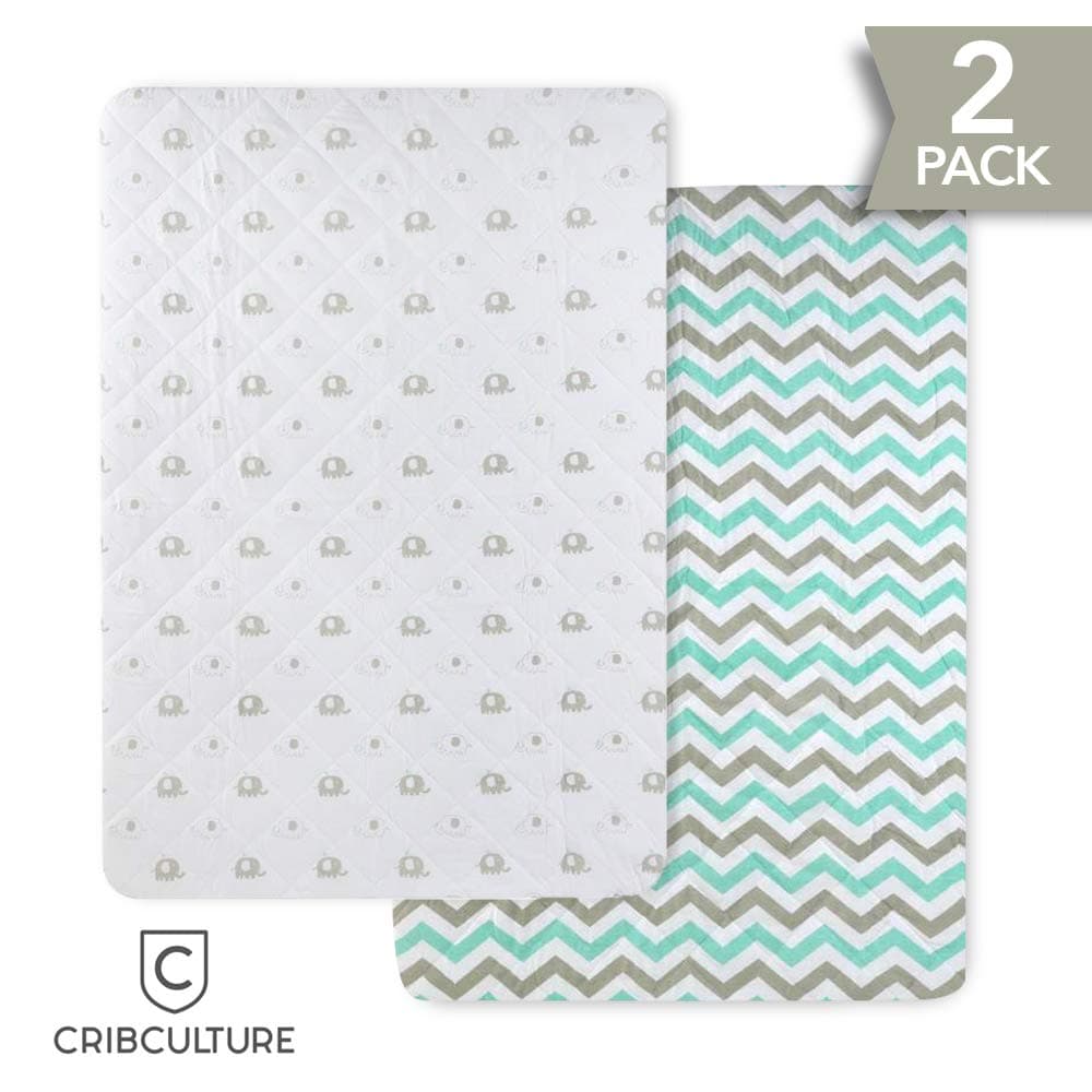 CC Pack N Play Mattress Pad Cover Protector, Fitted and Padded Baby Playard Mattress Pad for Pack and Play, Portable Mini Crib, Play Yard, Hypoallergenic Topper Pads, Washer, Dryer Safe