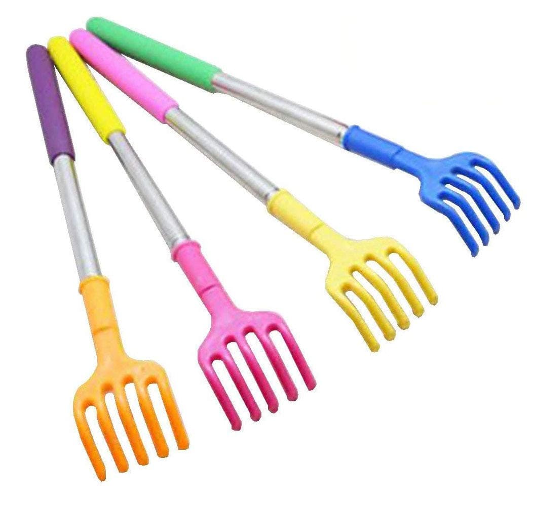 Qaoquda (4- Pack) Portable Extendable Telescopic Plastic Back Scratchers/Hand Massager/Backslap with Rubber Handles