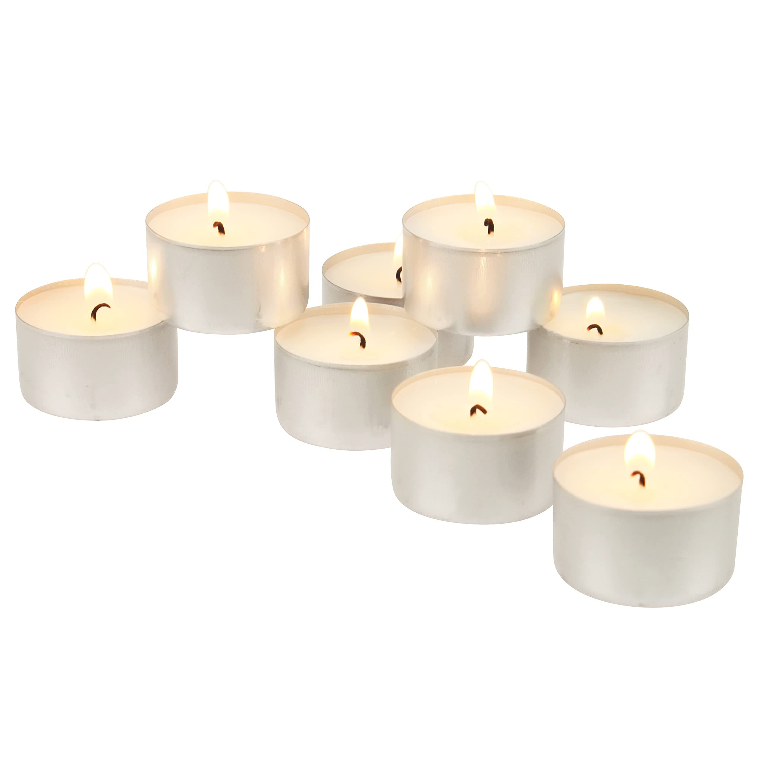 Stonebriar Bulk 50 Pack Unscented Smokeless Long Tea Light Candles with 8 Hour Extended Burn Time, White, 50 Count