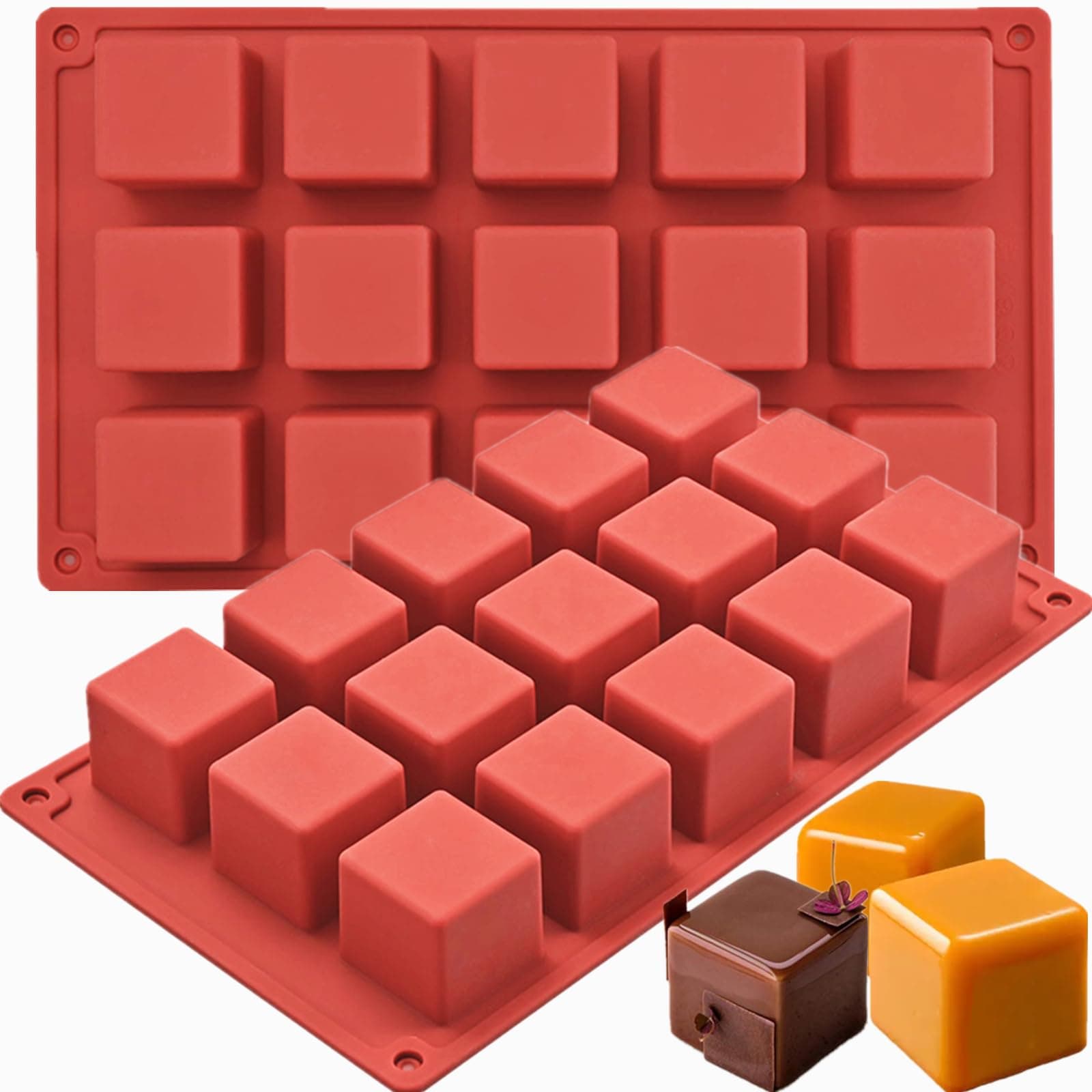 Cube Cake Silicone Mold | 1.2" x 1.2" x 1.2" 3D Square Silicone Molds for Baking for Chocolate, Candy, Truffle, Jello, Mini Brownie Bites, Ice Cube, 30-Cavity