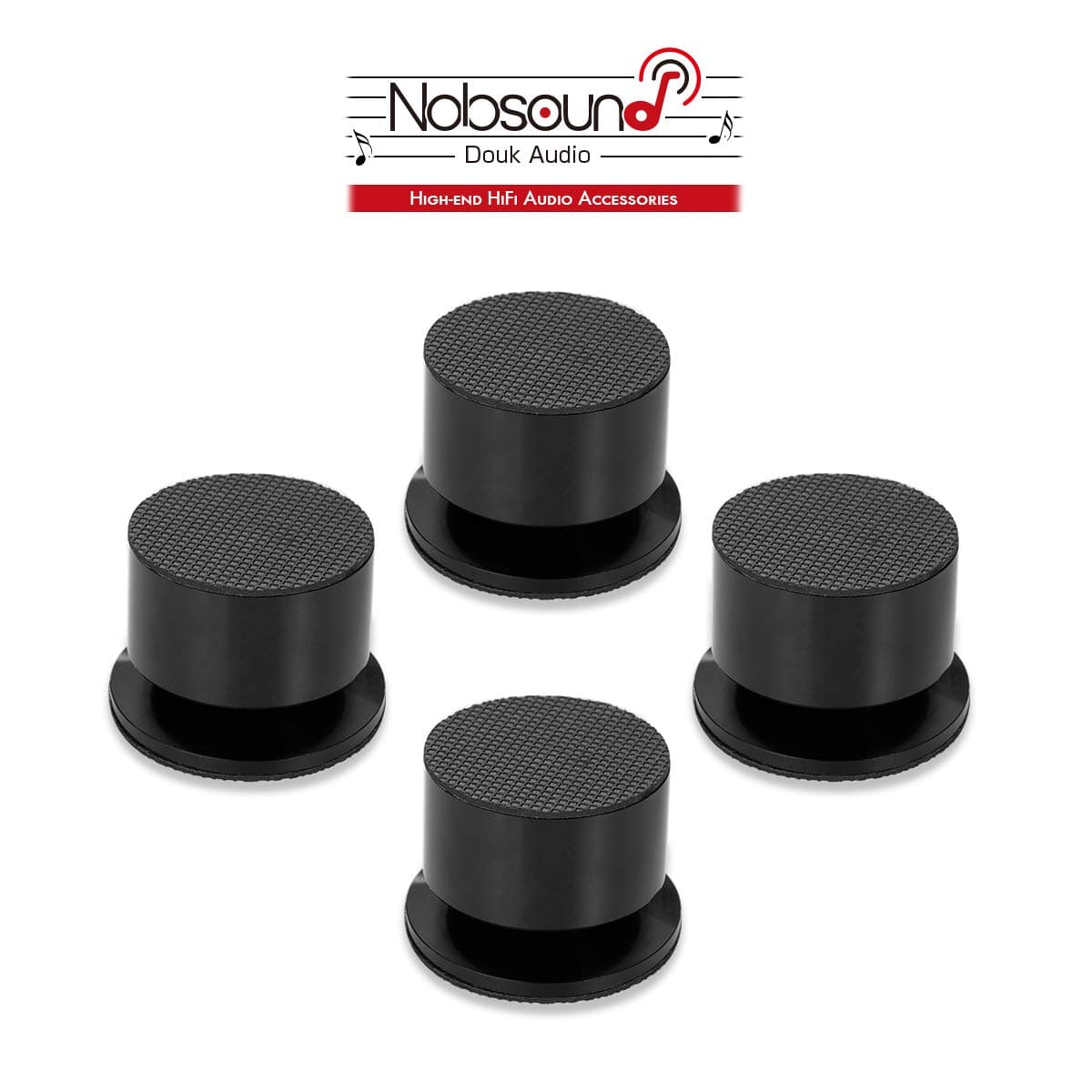 Nobsound 4PCS Aluminium Black & silver Shockproof Spike+Pad Isolation Stand HiFi Amplifiers (Black)