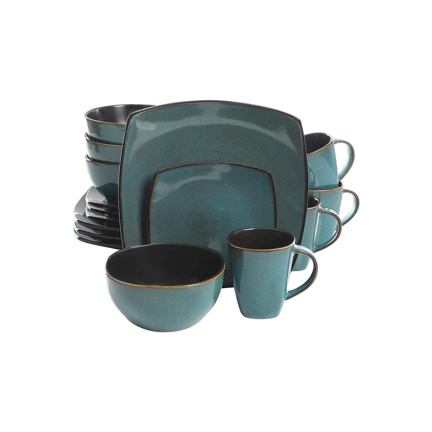 Gibson Elite Soho Lounge 16 Piece Dinnerware Set, Teal