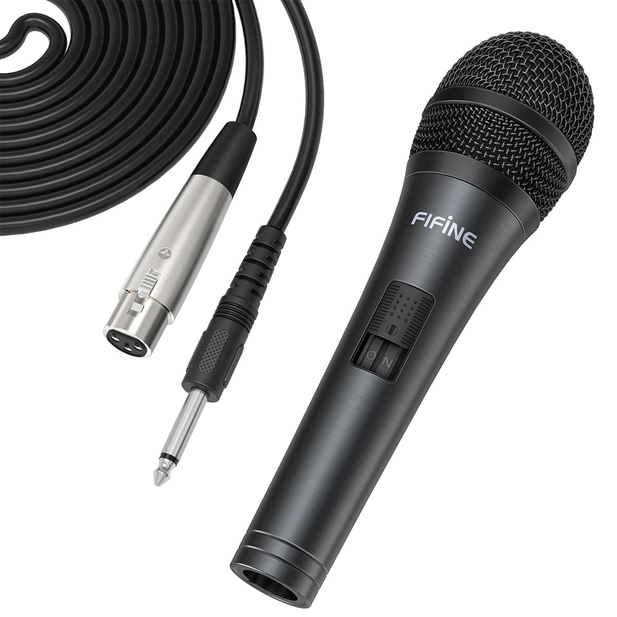 – FIFINE Wired Microphone for Amplifier/Speaker,Handheld Dynamic Mic for DJ, Karaoke, Plug in Microphone with Cord for Singing, Vocal Recording-K6