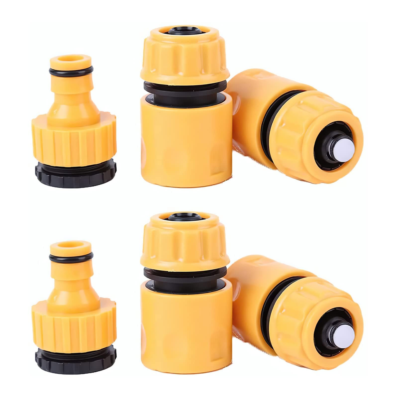 Plastic Hose Connector, 6pcs Quick Connect Hose End Connector Kit for Water Gun and Pipe(Yellow)