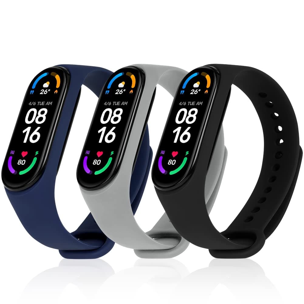 Ainiv Strap Replacement Compatible with Xiaomi Mi Band 7/Mi Band 6/Mi Band 5/Mi Band 4/Mi Band 3, 1/2/3/20pcs Silicone/Knitted/Stainless Steel Replacement Watchband Adjustable Sports Strap