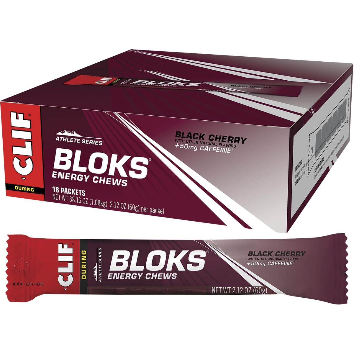 Clif Shot Bloks, Black Cherry, 2.12 oz (Pack of 18)
