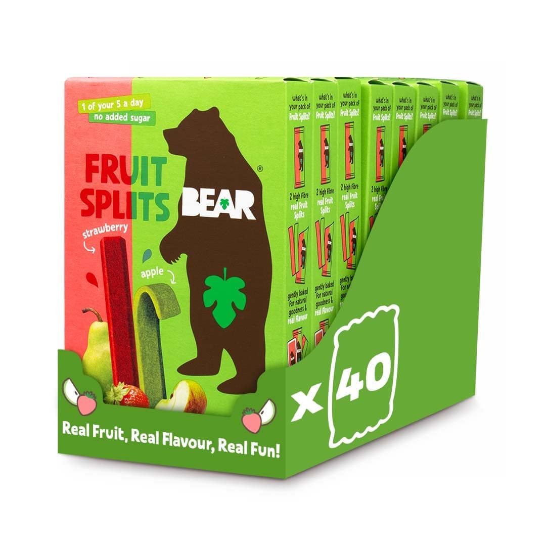 BEAR Strawberry & Apple FRUIT SPLITS - Delicious Real Fruit - Healthy - 8 x 5 (40 packs)