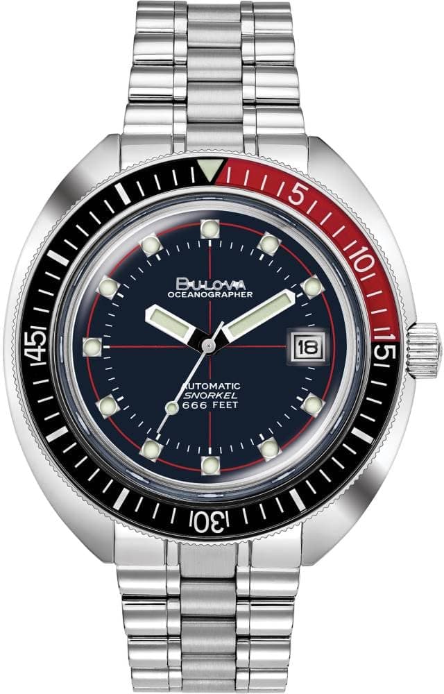 Bulova Oceanographer Automatic Mens Stainless Steel Devil Diver Silver-Tone (Model: 98B320)