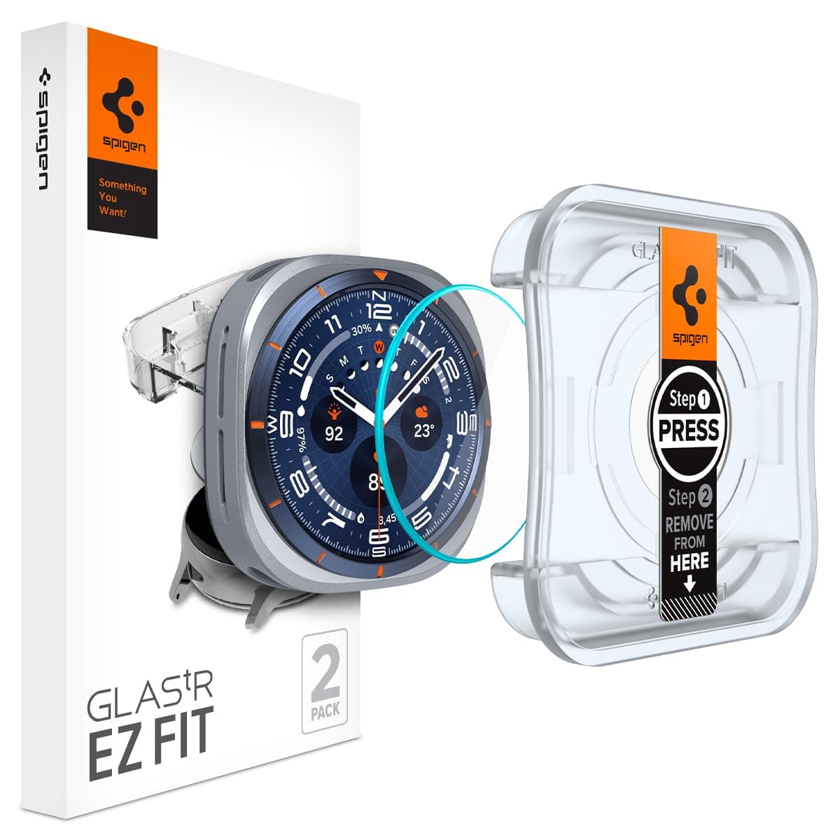 Spigen Glas.tR EZ Fit Screen Protector for Samsung Galaxy Watch Ultra (47mm) - 2 Pack