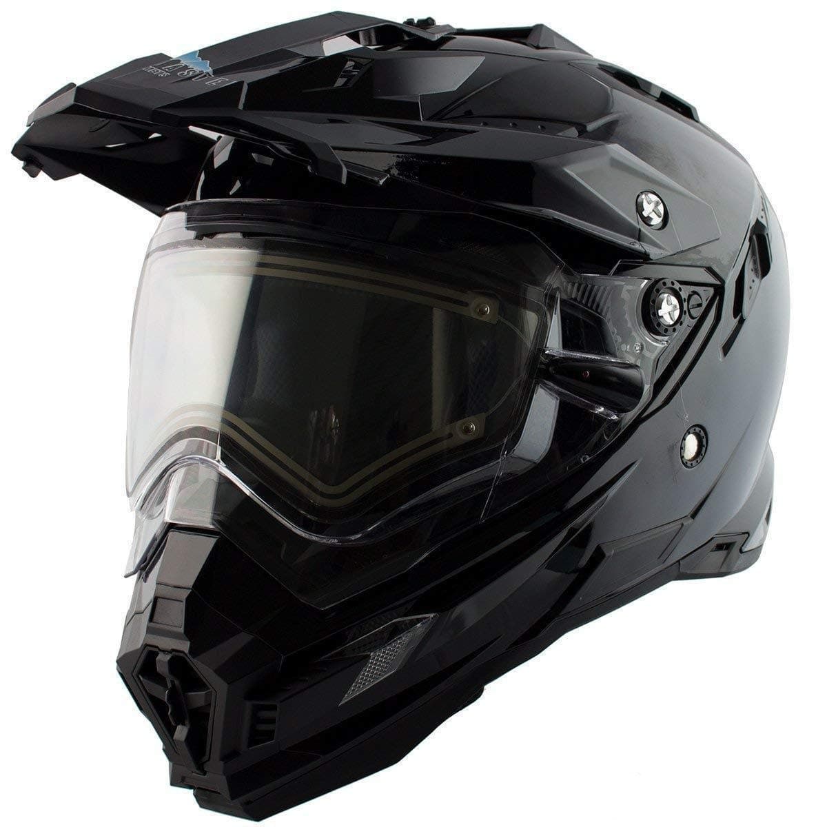 Snow Master TX-27 Gloss Black DS Snowmobile Helmet - Small