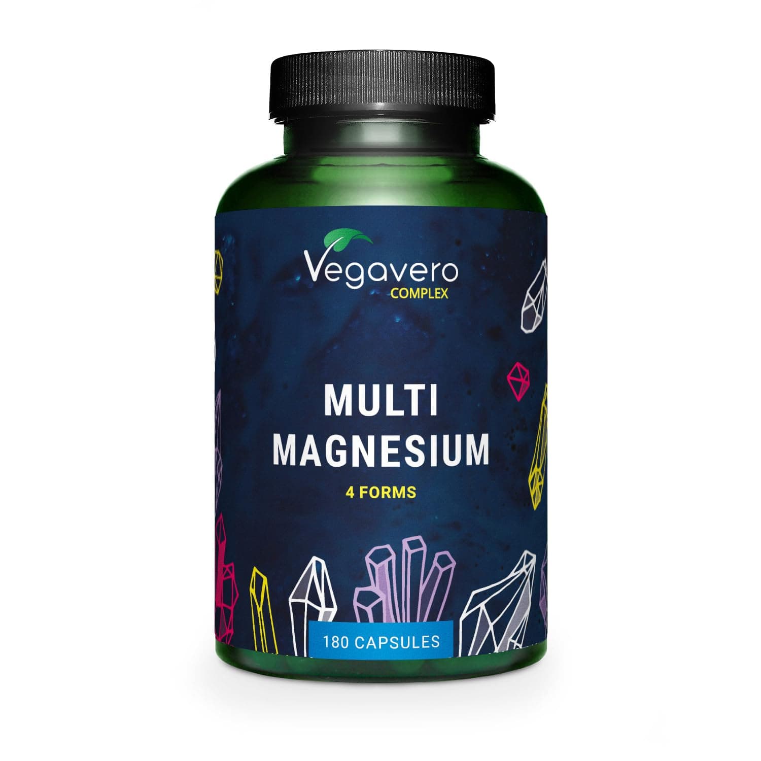 Vegavero Advanced Multi Magnesium Complex | with 4X Chelated Forms: Citrate, Bisglycinate, Malate & Taurate | Vitamins B6 & B2 for Superior Absorption | 180 Vegan Capsules | NO Additives