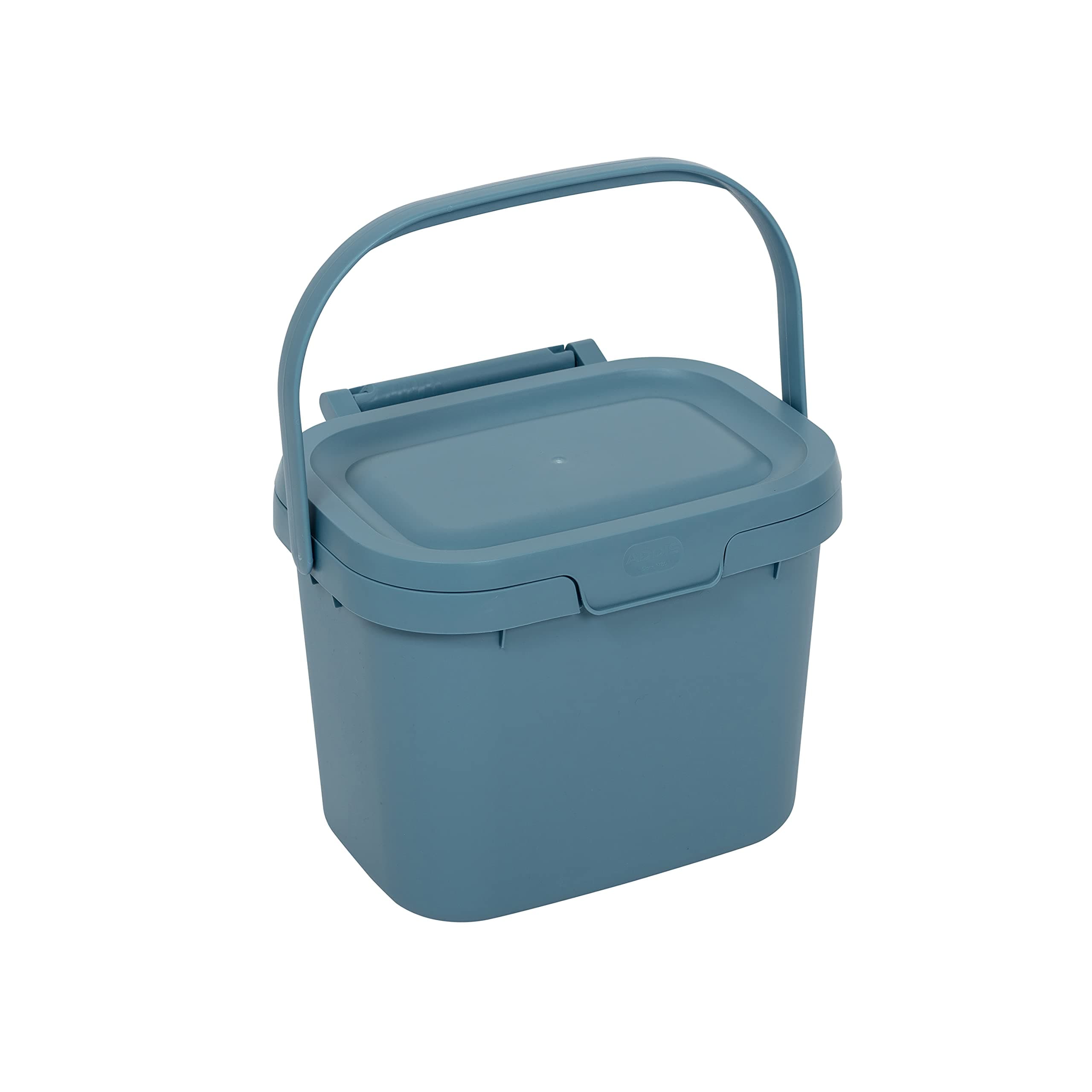 Addis Everyday Kitchen Food Waste Compost Caddy Bin, 4.5 Litre, Air Blue