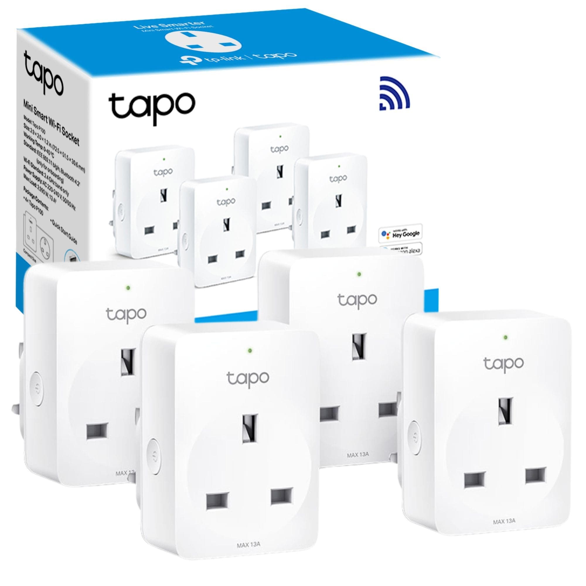 TP-Link Smart Plug Wi-Fi Outlet, Works with Amazon Alexa (Echo and Echo Dot), Google Home, Wireless Smart Socket, Remote Control Timer Switch, Device Sharing, No Hub Required - P100 (4-Pack)